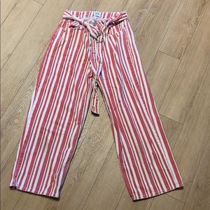 Striped Wide Jeans - Red & White